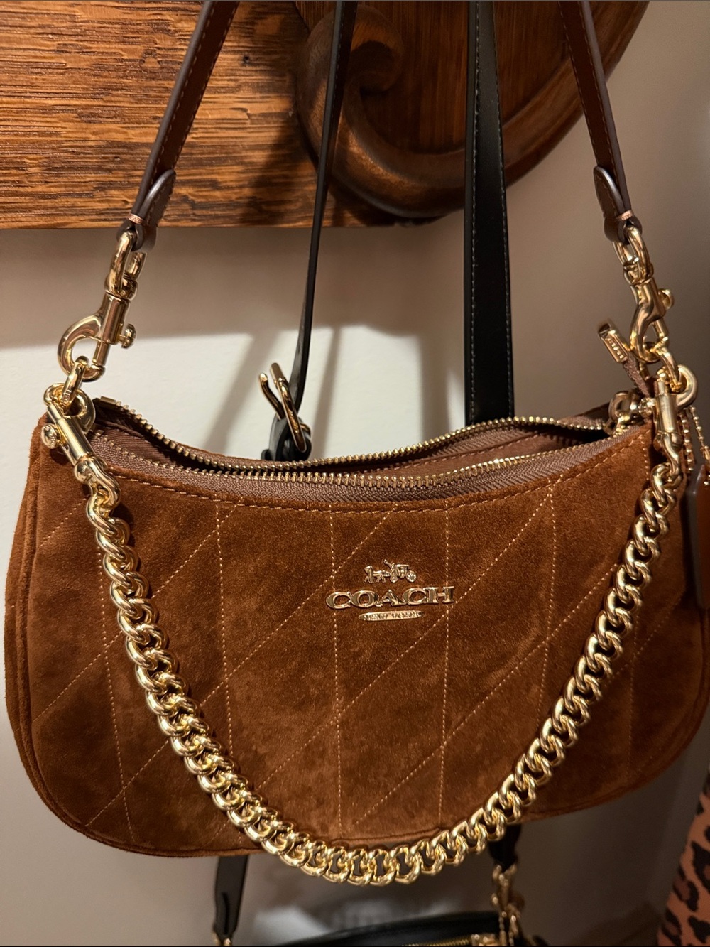 New condition Coach Teri Quilted Shoulder Bag in Warm Brown with Gold Hardware - Picture 2 of 3